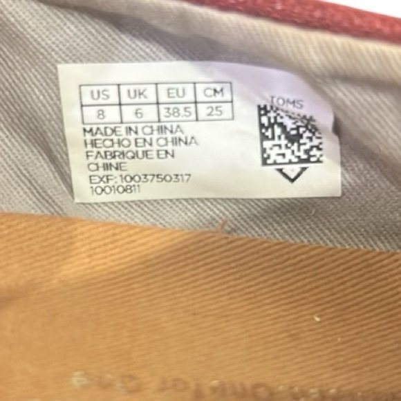 Toms Women’s Maroon Slip-On Canvas Flats Size 8 - Picture 8 of 9